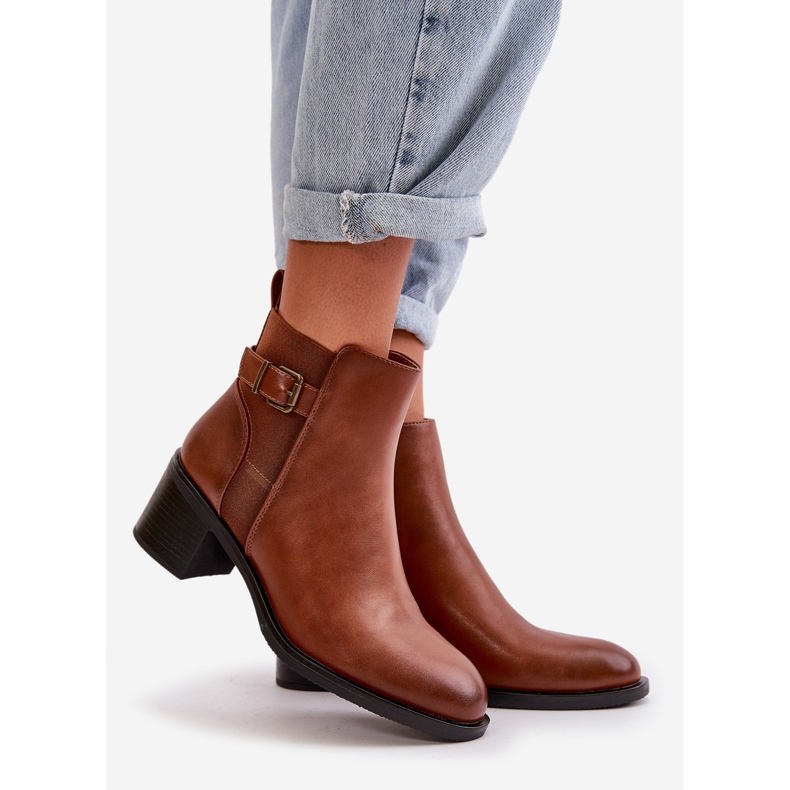Bottines Isolées Pour Femme À Talon Haut Avec Boucle Camel Nevillira brun 1
