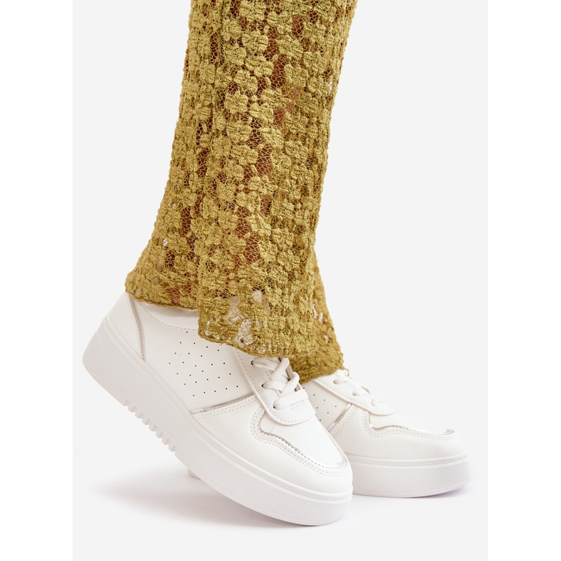 Baskets à plateforme avec laçage décoratif pour femme, blanc Mistra blanche 1 Baskets à plateforme avec laçage décoratif pour femme, blanc Mistra blanche 1