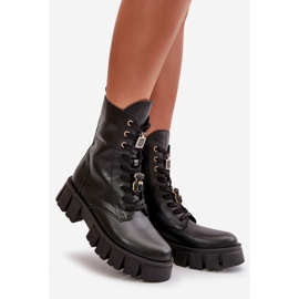 Bottes de travail en cuir pour femmes avec épingles CheBello 4247 noir 1