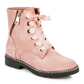 Vices New Collection Bottines en daim avec ruban rose 2