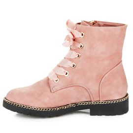 Vices New Collection Bottines en daim avec ruban rose 3