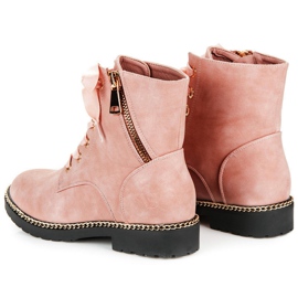 Vices New Collection Bottines en daim avec ruban rose 4
