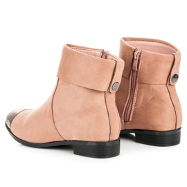 Ideal Shoes Bottines en daim avec une fermeture éclair rose 4