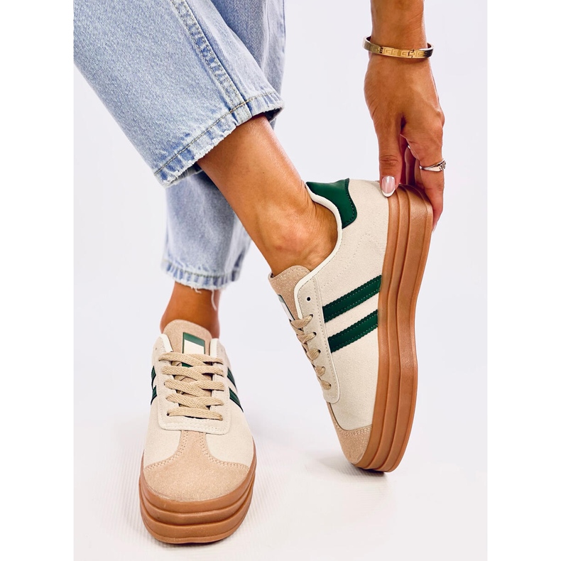 Baskets femme Essa BEIGE/VERT 2