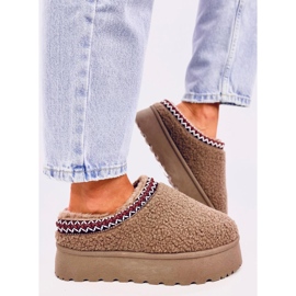 Boots de neige courtes avec Agneau Kaki brun 1