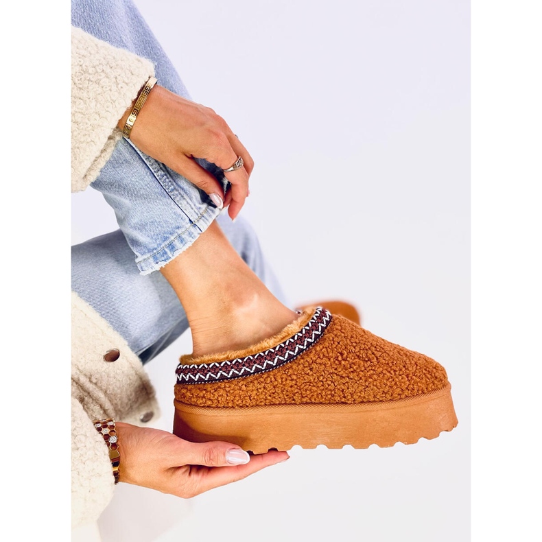 Boots de neige courtes avec Agneau Camel brun 1