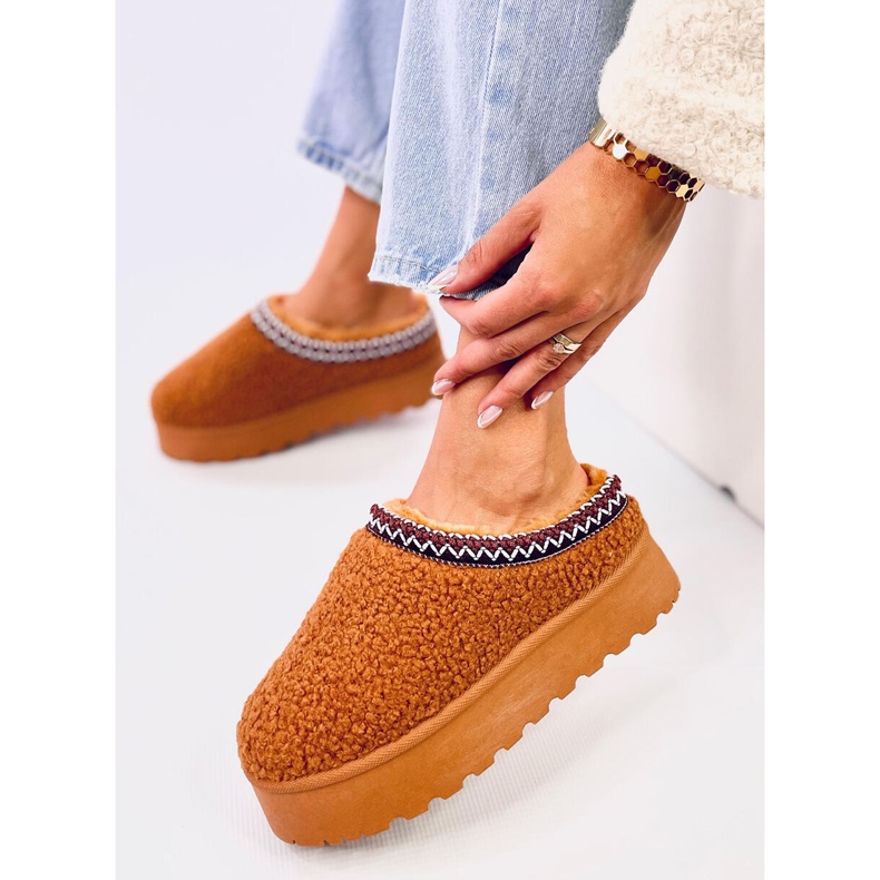 Boots de neige courtes avec Agneau Camel brun 2