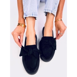 Tempelton Mocassins en daim noir avec nœud le noir 1