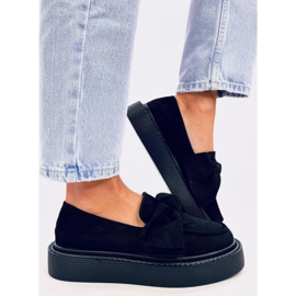 Tempelton Mocassins en daim noir avec nœud le noir 2