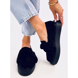Tempelton Mocassins en daim noir avec nœud le noir 4