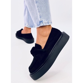 Tempelton Mocassins en daim noir avec nœud le noir 5