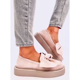 Mocassins Tempelton en daim rose avec nœud 1