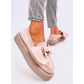 Mocassins Tempelton en daim rose avec nœud 2