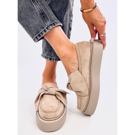 Mocassins Tempelton en daim kaki avec noeud beige 4