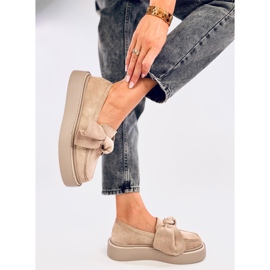 Mocassins Tempelton en daim kaki avec noeud beige 5