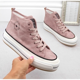Baskets montantes femme légèrement isolées rose Big Star OO274068 1