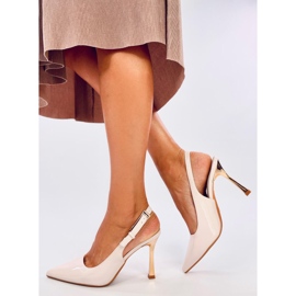 Mariot Escarpins vernis beiges à talon ouvert 1