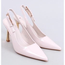 Mariot Escarpins vernis beiges à talon ouvert 3