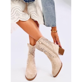 Antares Santiags en daim ajouré beige 5