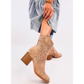 Antares Santiags en daim ajouré kaki beige 1