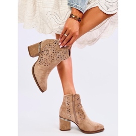 Bottines à talons ajourées Donovan Kaki beige 2