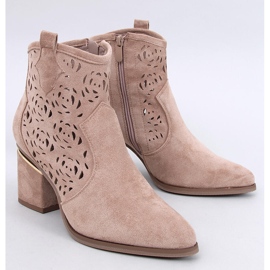 Bottines à talons ajourées Donovan Kaki beige 4