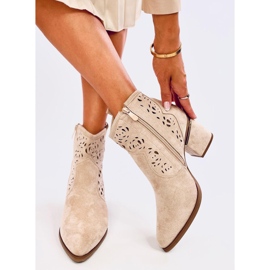 Donovan Bottines à talons ajourées beiges 3