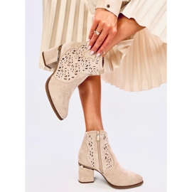 Donovan Bottines à talons ajourées beiges 5