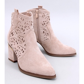 Donovan Bottines à talons ajourées beiges 2