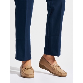 Mocassins femme beiges avec décoration 1