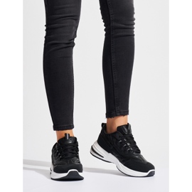 Chaussures de sport noires pour femmes à semelle épaisse le noir 1