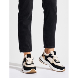 Baskets noires et beiges à semelle épaisse blanc 2