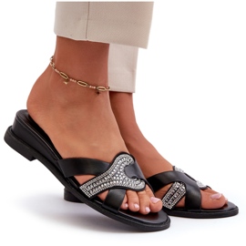 Seastar Tongs compensées pour femmes avec décoration, noir le noir 4
