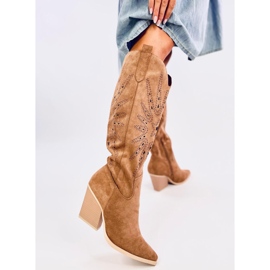 Santiags ajourées Taylor Camel brun 1