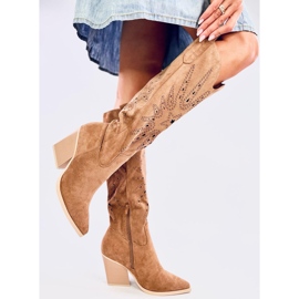 Santiags ajourées Taylor Camel brun 2