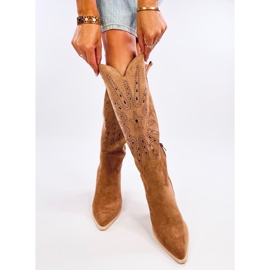 Santiags ajourées Taylor Camel brun 4