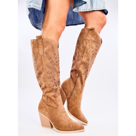 Santiags ajourées Taylor Camel brun 5