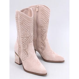 Lange Bottines à talons ajourées Beige 3