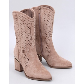 Lange Bottines à talons ajourées kaki brun 2