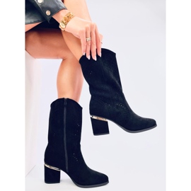 Lange Bottines à talons ajourées noires le noir 2