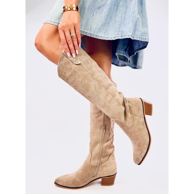 Torez Santiags en daim kaki brun 1