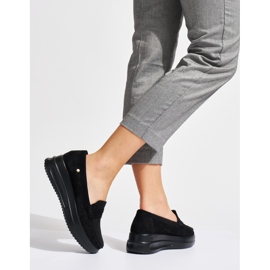 Mocassins noirs en daim sur une plateforme épaisse le noir 2