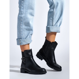 Bottines noires pour femme avec boucle décorative 1