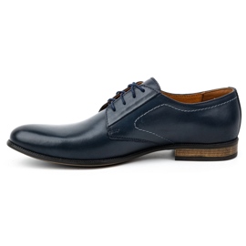 Kampol Chaussures habillées en cuir pour hommes 331KAM, bleu marine 1