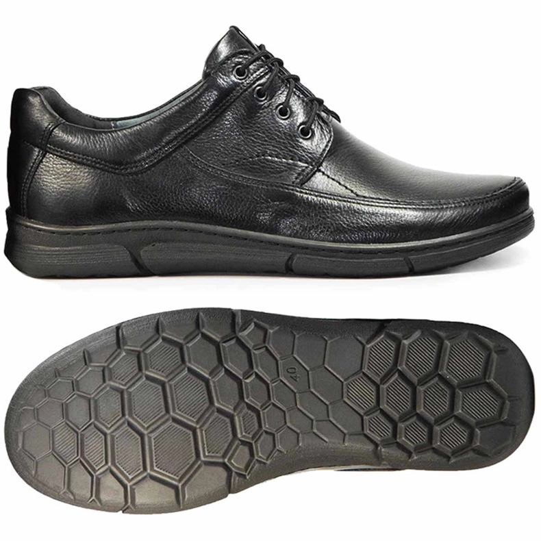 Kampol Chaussures décontractées en cuir pour hommes 42KAM, noires 1