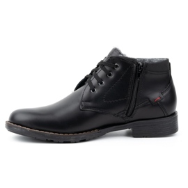 Polbut Chaussures d'hiver en cuir pour hommes C16S noires avec du noir 1