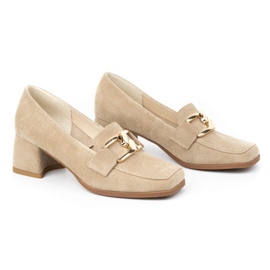 Exquisite Escarpins à talons femme en daim 1355EX, beige 2