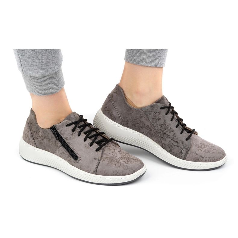 WASAK Chaussures femme, baskets en cuir 0602W, fleurs grises 2 WASAK Chaussures femme, baskets en cuir 0602W, fleurs grises 2