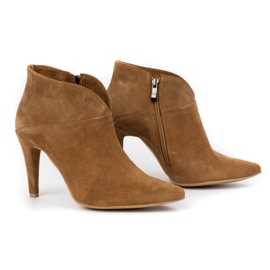Olivier Bottines femme en daim à talon haut 1061, marron brun 2