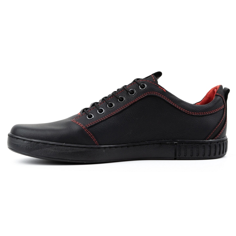 Polbut Chaussures décontractées en cuir pour hommes 2121/2, noires et rouges le noir 1